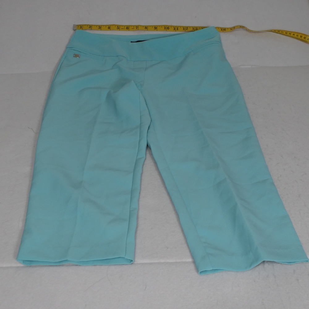 Zac & Rachel Womens Pull On Crop Pants 4P Aqua Career Stretch Coastal Academia